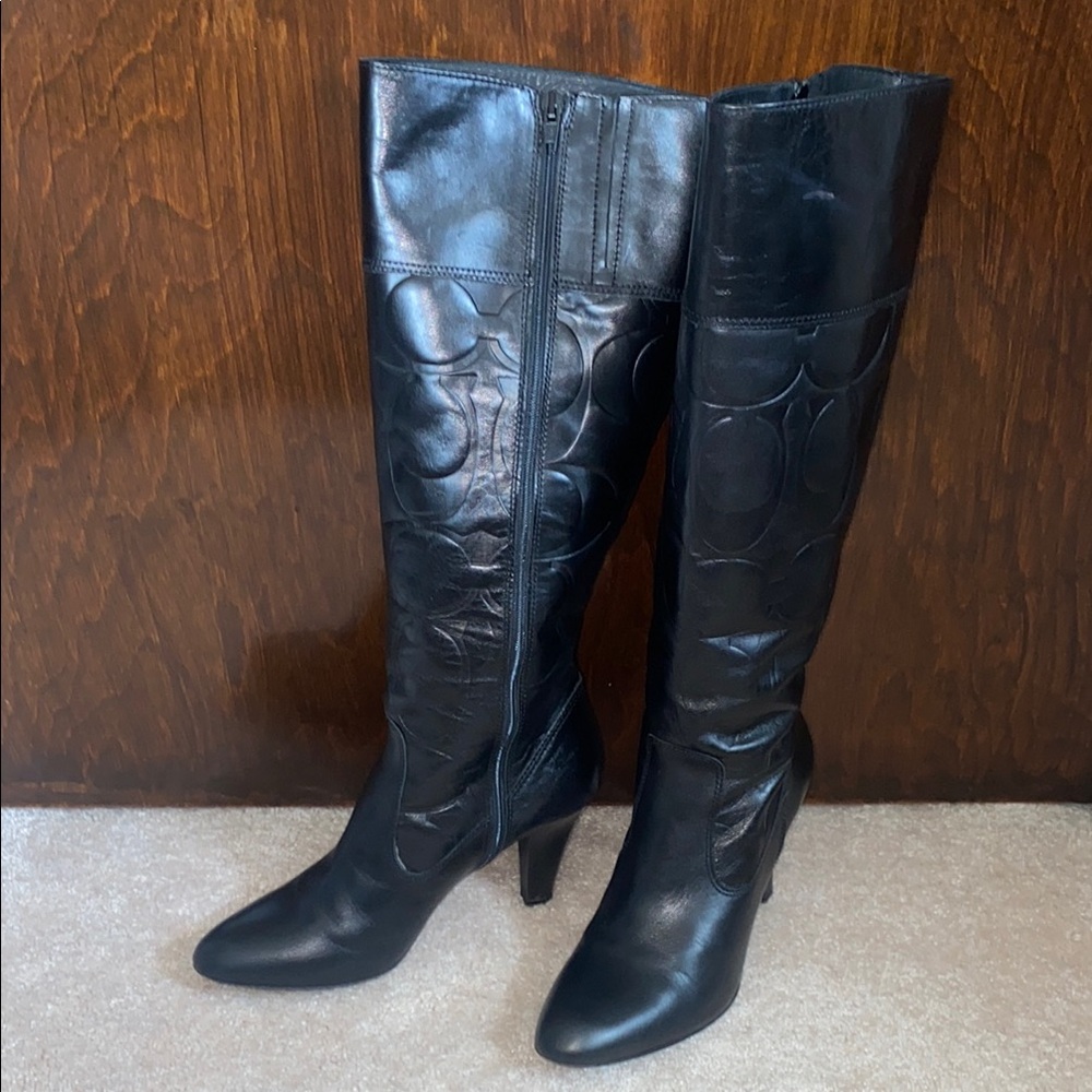Vintage Coach Black Leather Knee-High Boots